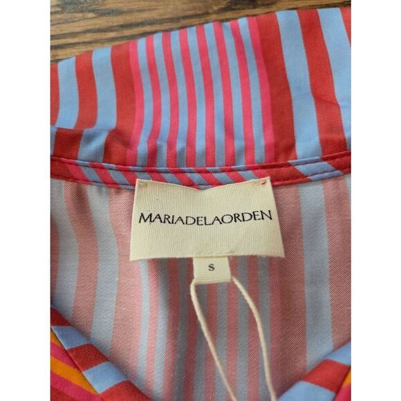 NWT MARIA DE LA ORDEN Firenze Striped Poplin S/s Shirt In Multicolor sz Small - Picture 3 of 6